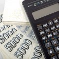 Banknotes and calculator