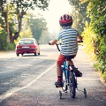 A child on a bicycle